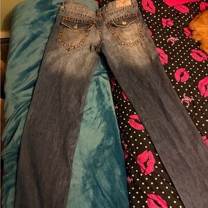 True Religion Women's Straight Leg Jeans in Medium Blue Wash